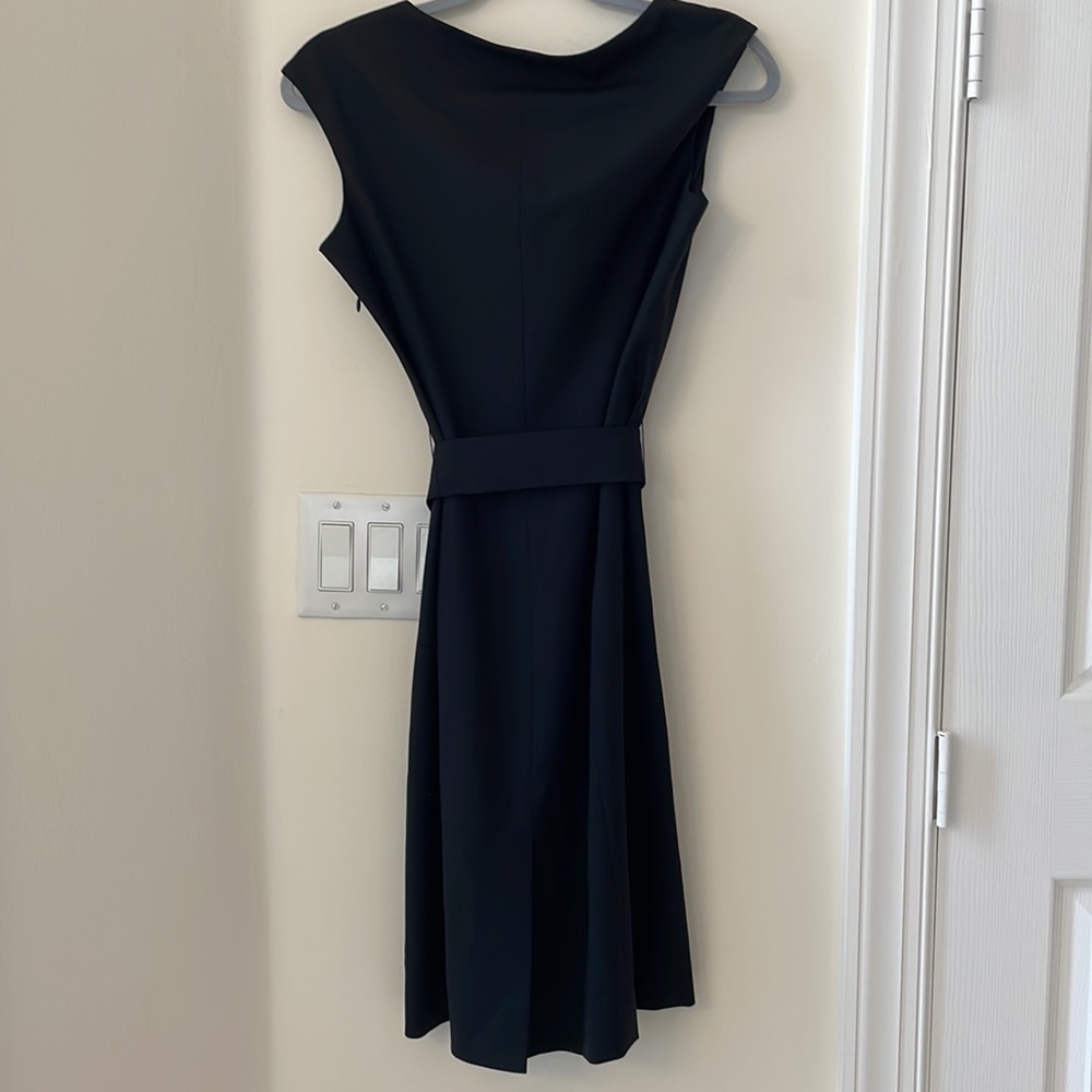 Classiques Entier NWOT sz 8 Black Wool Sheath Midi Dress Modest Stretch